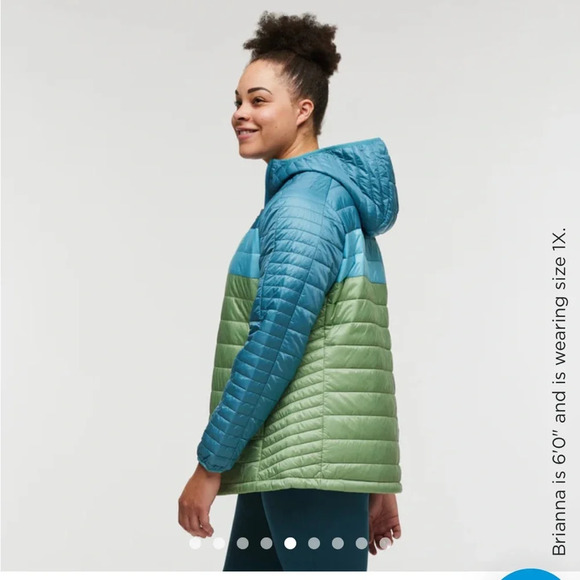 Capa Women's 1X Insulated Hooded Jacket Blue Light Green NWT Puff Puffer Puffy - Picture 10 of 16